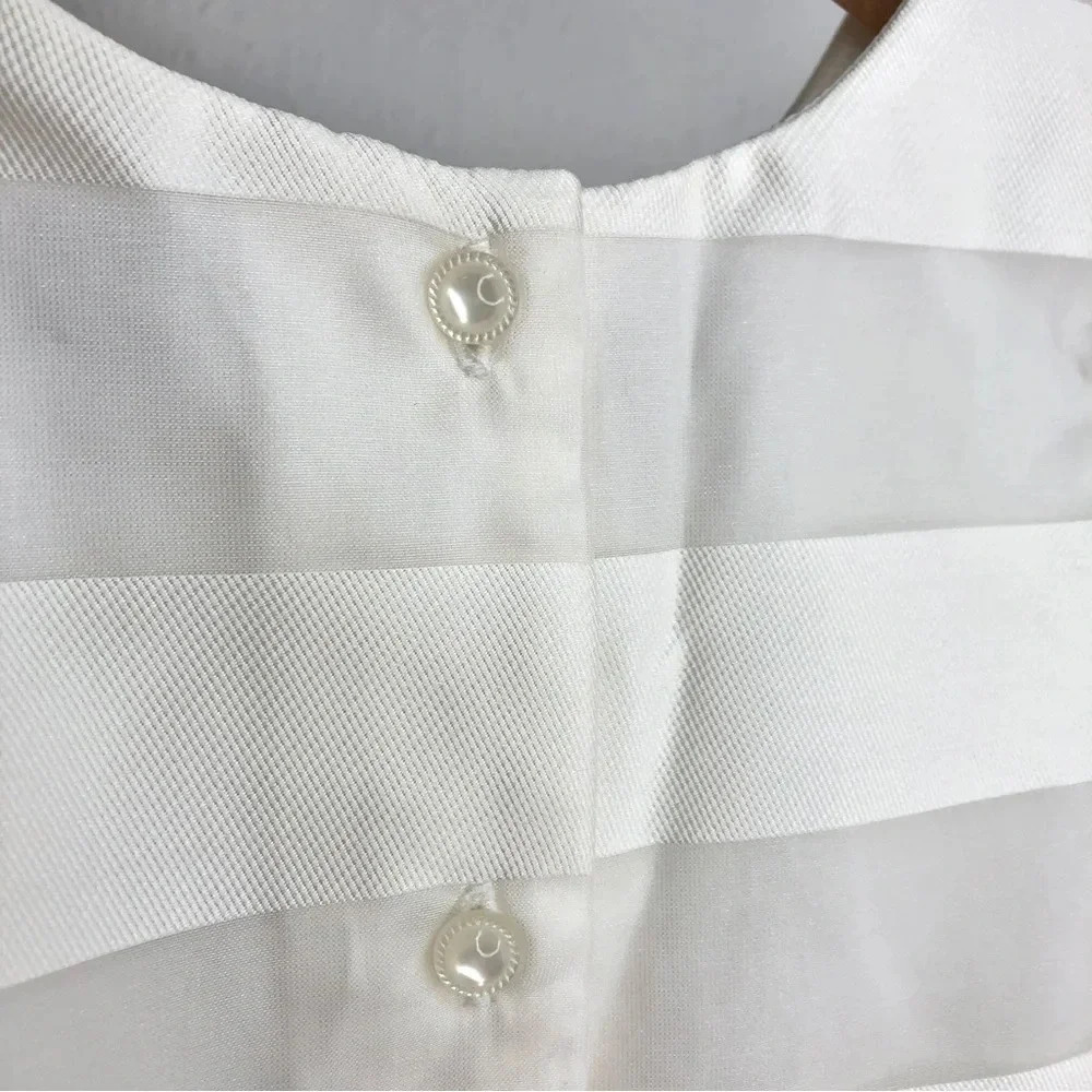 Janie and Jack Special Occasion dress ivory stripe organza sleeveless 3 years - Picture 6 of 11